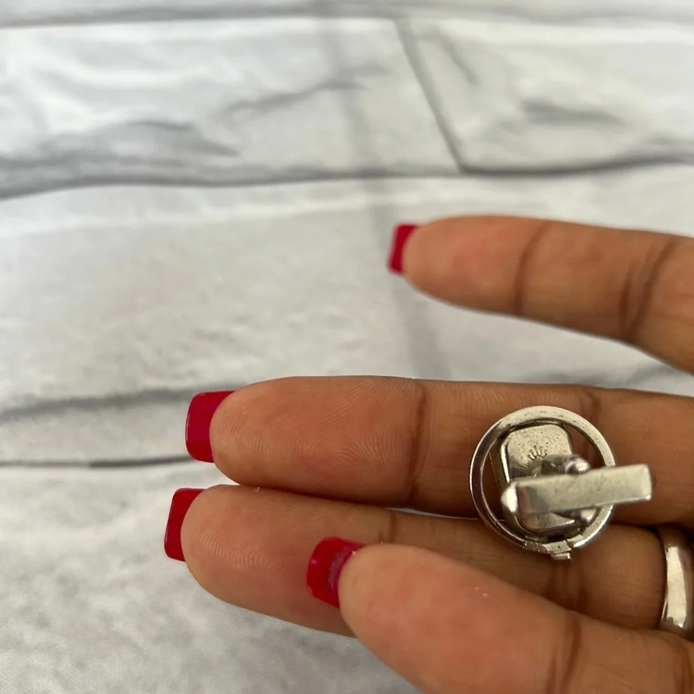 Vintage Sterling silver cuff links smoky topaz stone